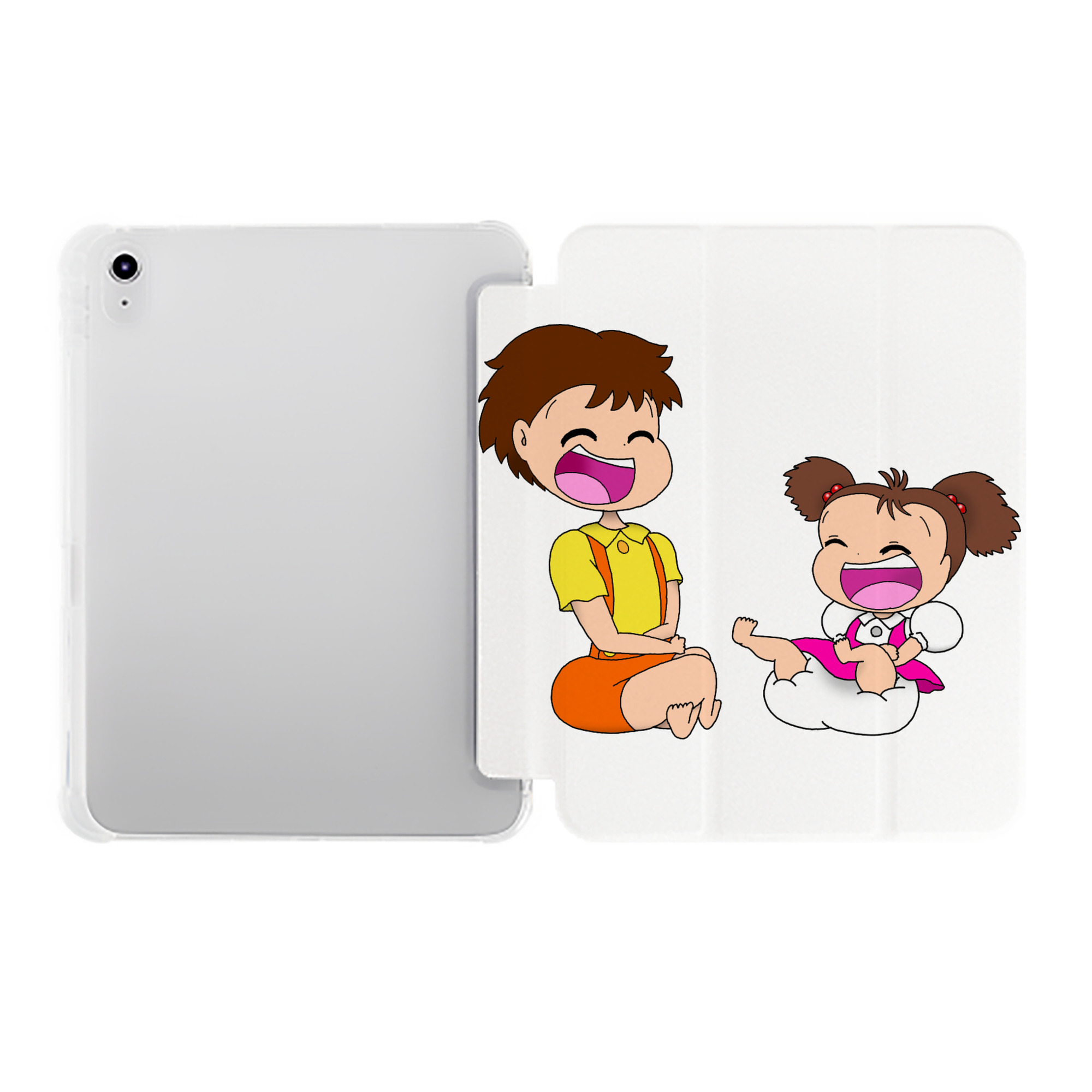 （画像用） となりのトトロ 草壁メイ 草壁サツキ My Neighbor Totoro Satsuki Kusakabe Mei Kusakabe IPad ケース ペン収納付き 三つ折りスタンド PUレザー×シリコン 対応機種9.5/10.5/10.9インチ
